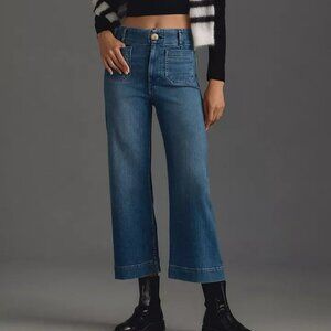 The Colette Denim Cropped Wide-Leg Jeans by Maeve